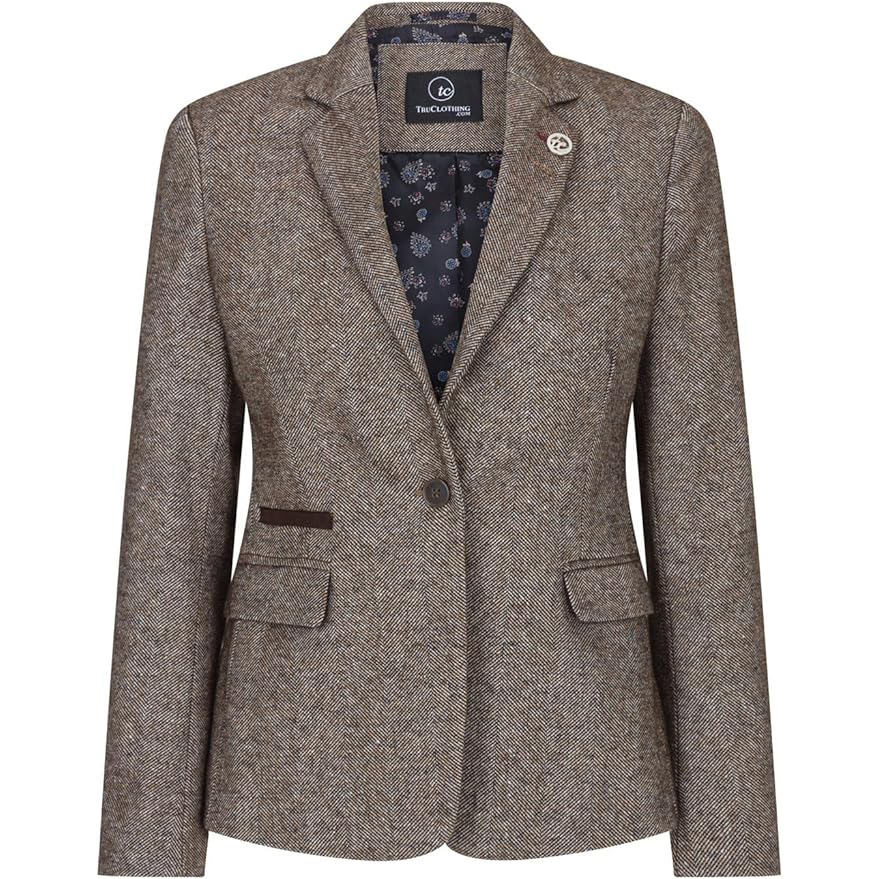 Women’s Tweed Wool Blazer (Herringbone Check), Vintage 1920s