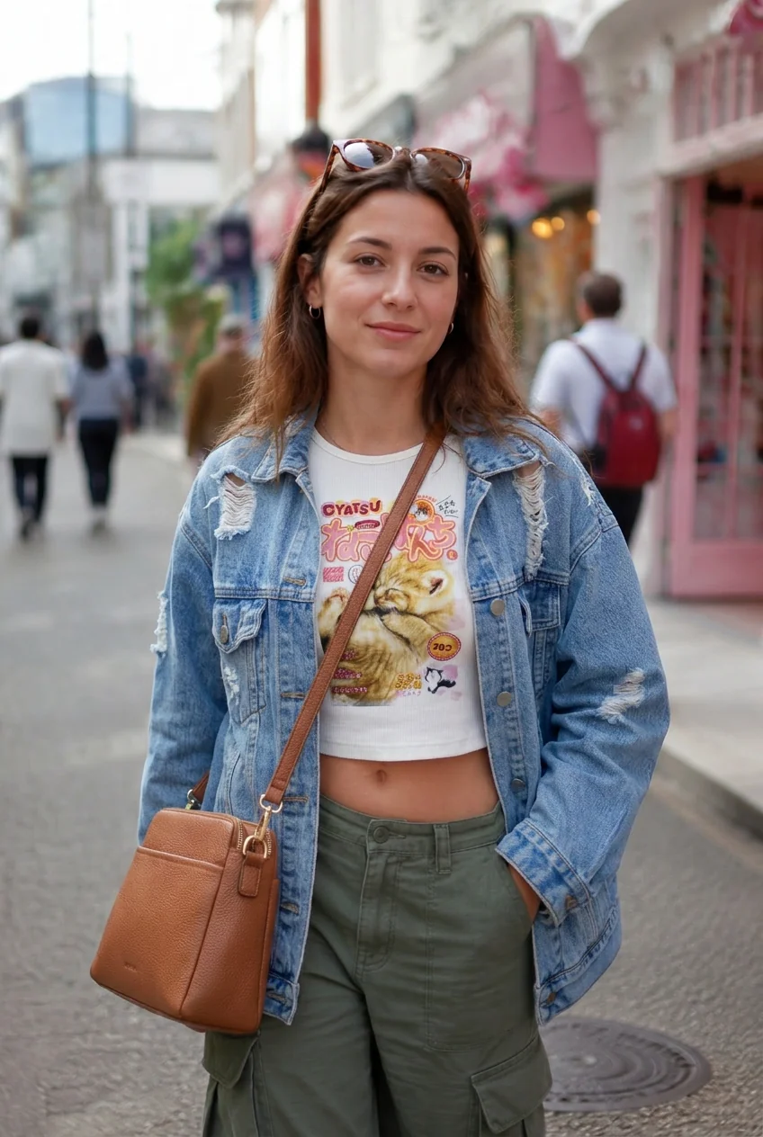 Woman wearing casual streetwear on a Tokyo street